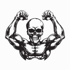 Fototapeta premium Powerful Skeleton with Muscles Vector Image on white background
