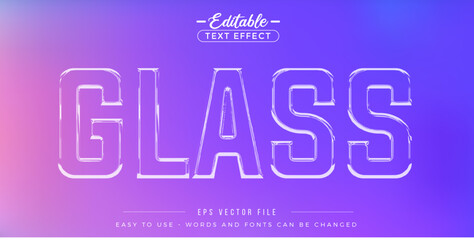 Glass text, editable text effect.