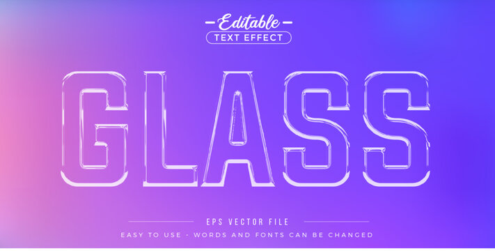 Glass text, editable text effect.