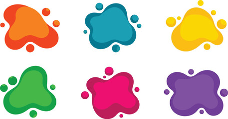 Colorful fluid shapes vector set abstract graphic design assets editable