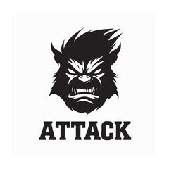 Cartoon Character Face Ready to Attack Vector Logo on white background