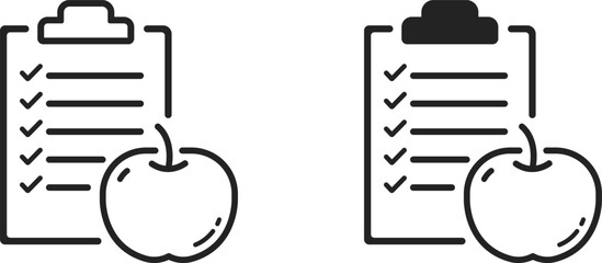 Healthy diet plan, nutrition checklist with apple symbol icon vector illustration