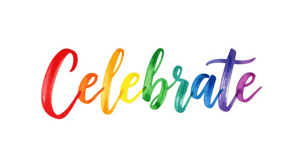 Naklejka premium Celebrate the Joy of Life A Vibrant Watercolor Typography Design for Festive Occasions and Celebrations