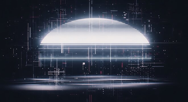 Abstract Digital Futuristic Data Network Sphere Landscape