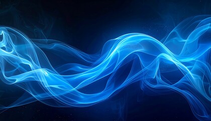 Abstract Blue Smoke Flowing in Dark Background.