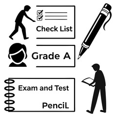 Checklist Exam Grade A and Student Icons check list