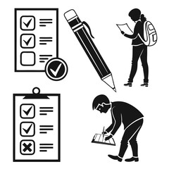 Checklist Pencil Student Reading and Writing Icons