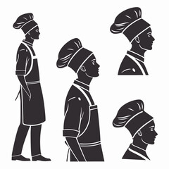 Chef Silhouettes Full Body And Profile Views cook culinary