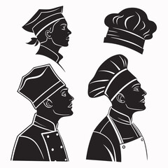 Chef Silhouettes With Toques And Aprons cook culinary