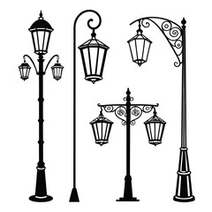 Collection of Classic Street Lamp Silhouettes lamppost