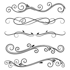Collection of Elegant Swirl Flourish Decorative Elements