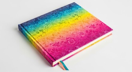 Obraz premium Colorful Floral Notebook with Rainbow Gradient and Bookmark.