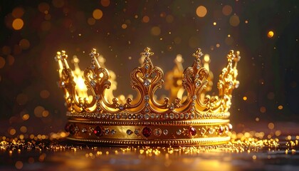 Golden crown, glittering background
