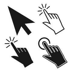 Cursor Arrow and Hand Pointer Icons for Clicking