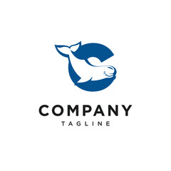 Letter C Beluga Whale Logo Icon Vector