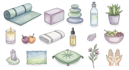 Watercolor Wellness Set Essential Accessories for Yoga, Meditation, and Self-Care