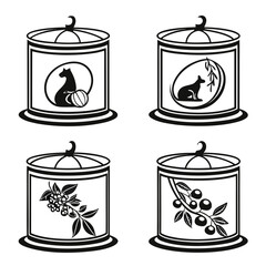 Four Silhouette Glass Jars with Decorative Fillings