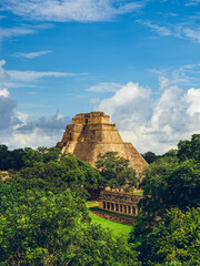 Pyramid of the Magician, uxmal, located in Yucatan, Mexico