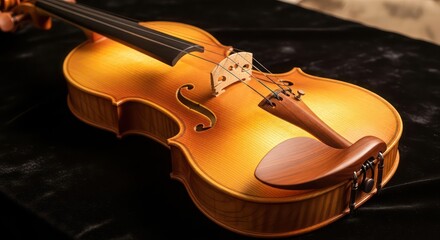 Detailed Close-Up of a Beautifully Crafted Violin with Warm Lighting