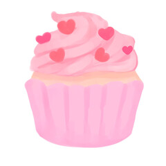 pink cupcake with heart sprinkles icing 