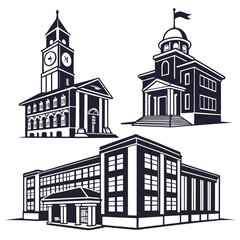 Silhouette Collection of Architectural Buildings architecture