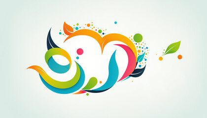 Obraz premium abstract colorful organic shape with leaves