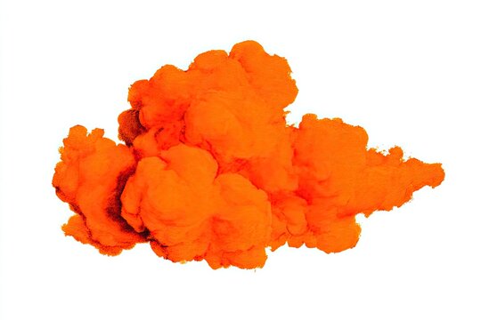 Orange ink cloud against white background