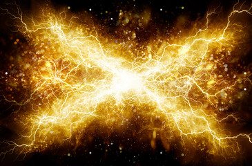 Obraz premium gold thunder background