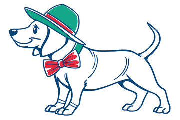 Dog Wearing a Hat and Bowtie animal cartoon