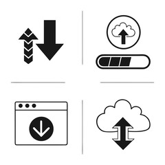 Upload Download Arrows and Cloud Progress Icons