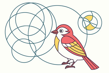 Stylized Sparrow with Geometric Design Elements Keywords: bird, sparrow, geometric, abstract