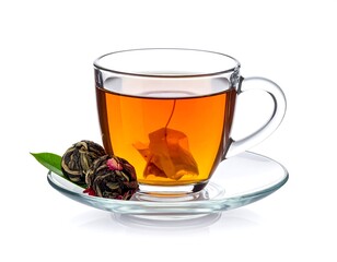 Transparent teacup with tea