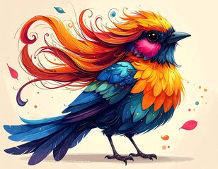 Colorful bird with ornate feathers