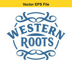 Western roots text logo, isolated on white background