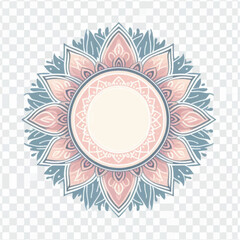 Naklejka premium Elegant floral mandala frame with intricate pastel patterns.