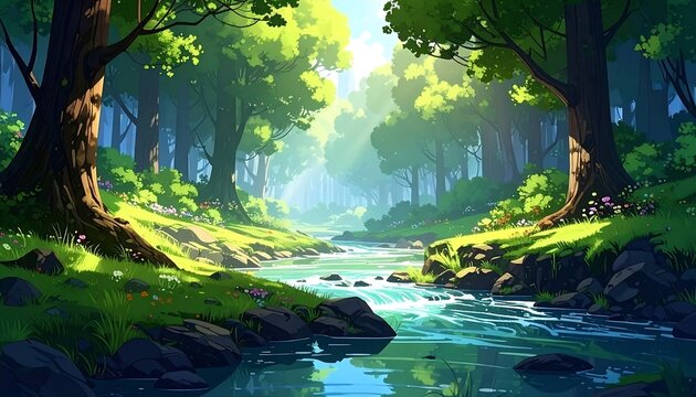 Lush forest stream scene (3)