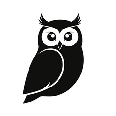 Vector illustration of illustration of stylized black owl illustration