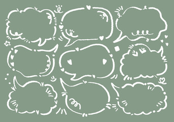 Set of hand drawn style cute memo sticker. Variety abstract shapes of pink speech bubble. Girl style frame with crayon draw. Chat box balloon cloud. Sweet retro label tag collection vector for text