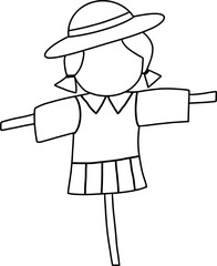 Autumn farming scarecrow design line illustration