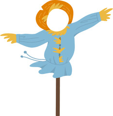 Autumn farming scarecrow design line illustration