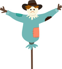 Autumn farming scarecrow design line illustration