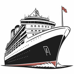 Obraz premium Cruise Ship Sailing Through Water With Flag ocean liner