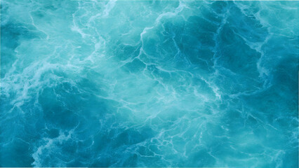 Vibrant Turquoise Water Texture: Dynamic Foaming Waves & Turbulent Surface. Abstract Blue Ocean Background for Nature, Energy, and Serenity Concepts