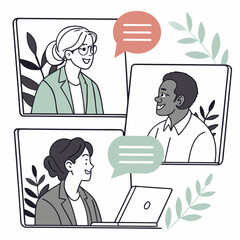 Diverse People Connecting Through Online Video Calls Keywords: video call, online meeting