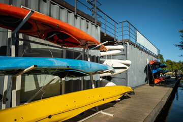 urban waterway tourism, paddleboard launch site, active lifestyle in city, public access to water...