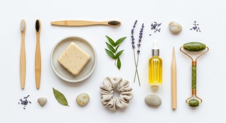 Eco Friendly Beauty Products Flatlay