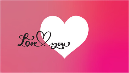Love You Pink Decoration. Happy Valentine’s Day.  Romantic Love Heart Design for graphics. 