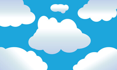 Bright blue sky with stylized fluffy white clouds soft gradients sky scape