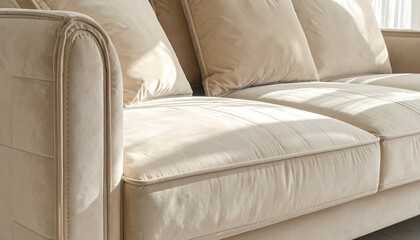 Cream Sofa's Luxurious Upholstery Detailed View