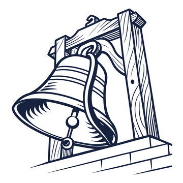 Large Bell on Brick Structure bell tower clock tower